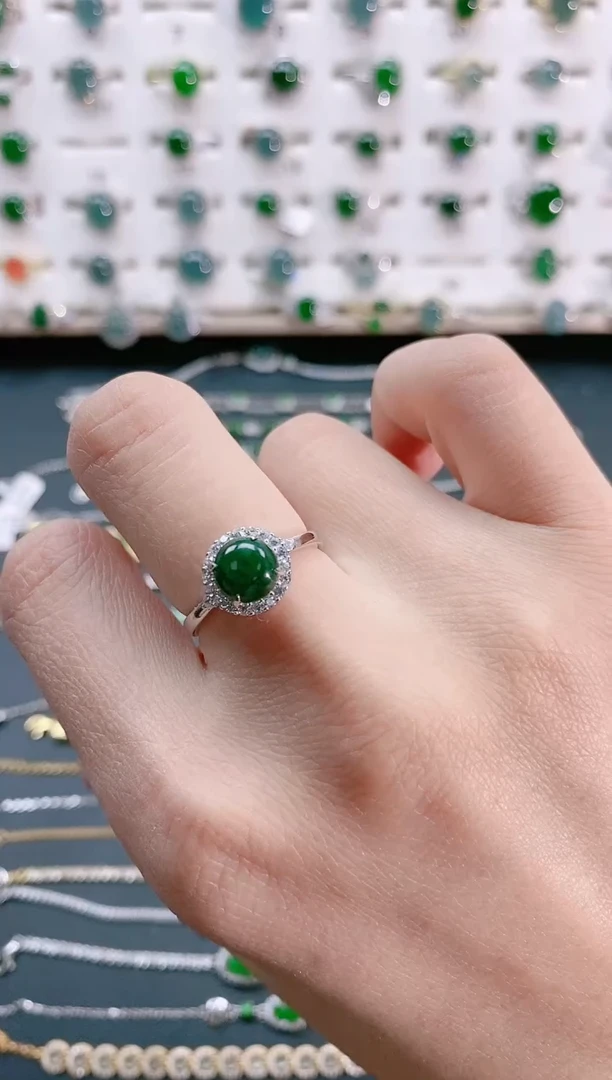 【闪购商品】翡翠戒指银S925镶嵌天然翡翠