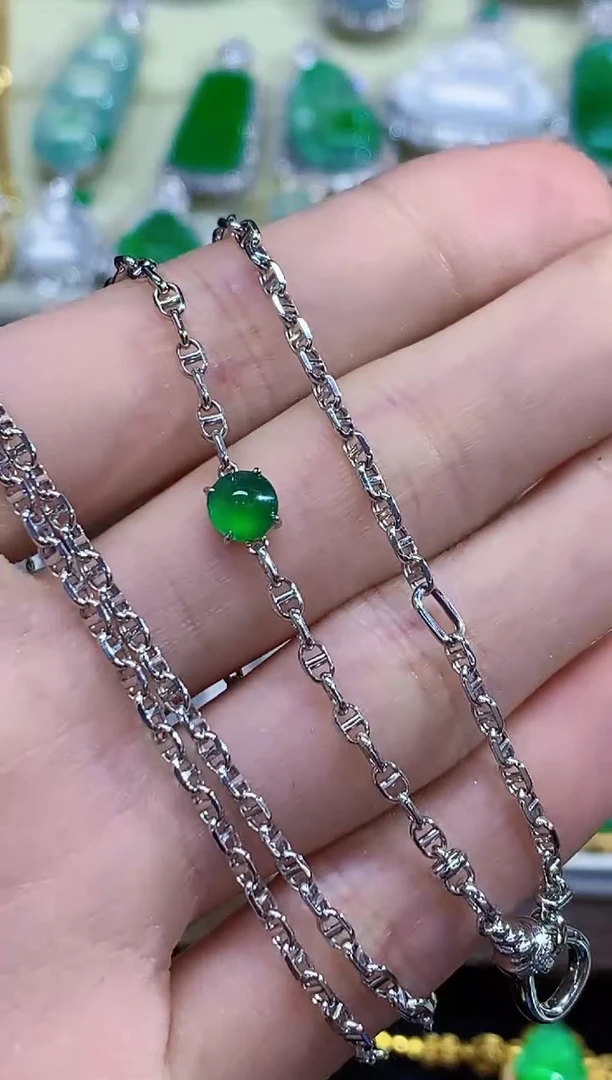 项链18K金镶嵌翡翠多样性发其一