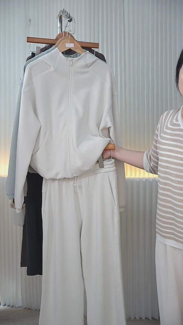 骨白色-iu.iu拉链连帽衫-XS