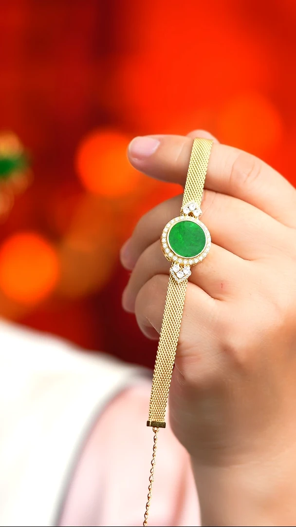 银S925镶嵌手链翡翠新款