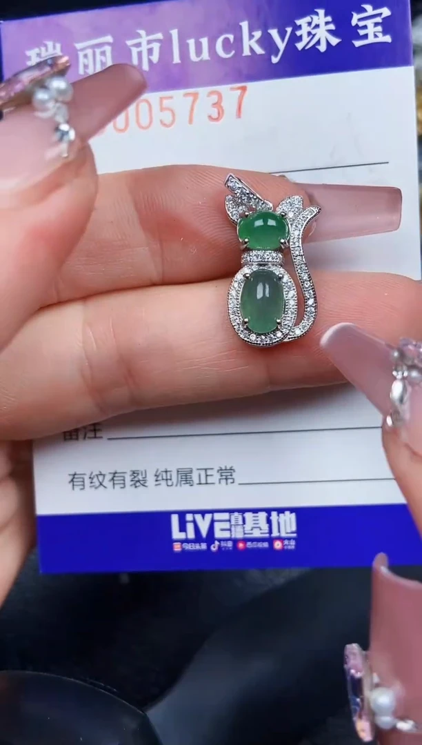 翡翠银S925镶嵌颈饰5737