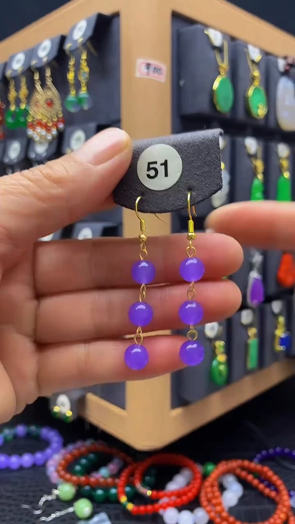 【闪购商品】玛瑙/玉髓耳坠银S925镀金镶嵌耳饰051