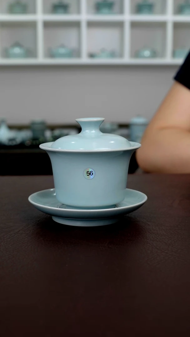 竹**色56号侯家窑口马蹄三才盖碗微瑕炸福利---洁