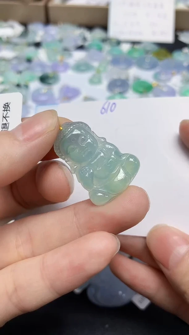 颈饰18K金镶嵌翡翠天然缅甸翡翠A货翡翠百元以上9元证书费自理