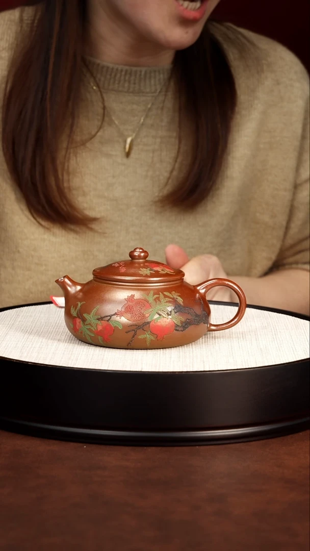 紫砂茶案宜兴紫砂 多子多福寒江