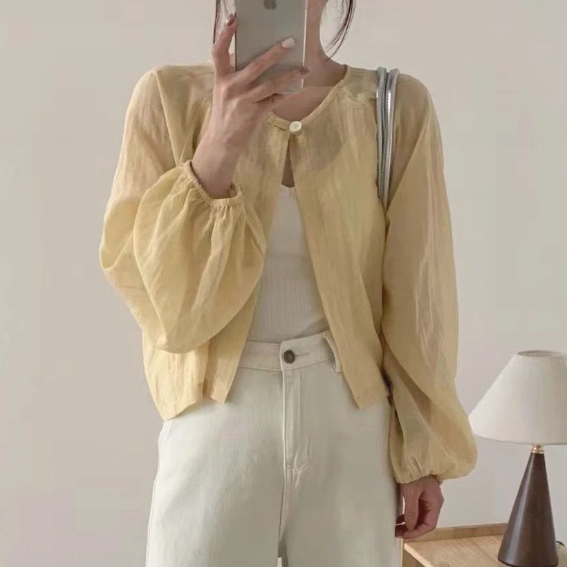 夏季防晒开衫女新款空调衫外搭披肩短款薄外套长袖宽松防晒衣遮肉