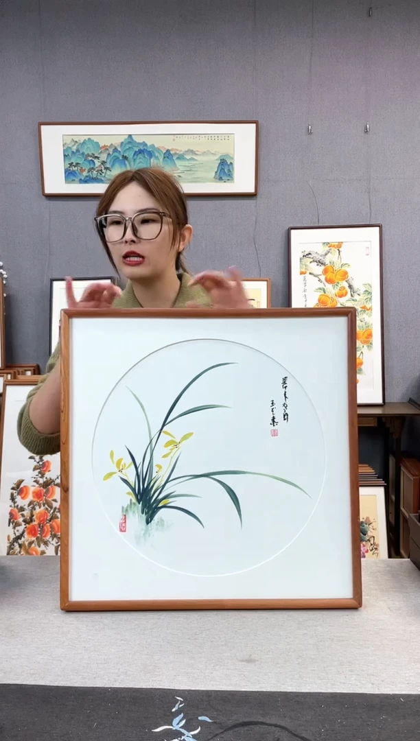 【闪购商品】国画手写手绘带框作品-52*52-兰花