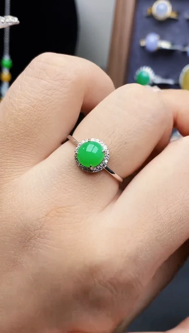 银S925镶嵌戒指翡翠1129