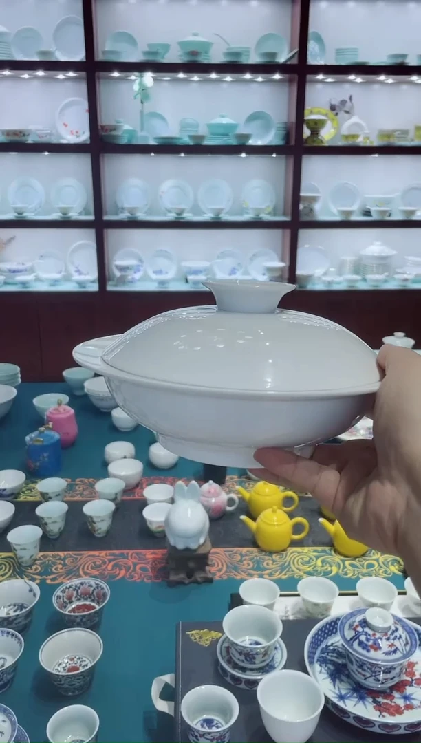 合器高温白瓷纯白釉下7英寸合器