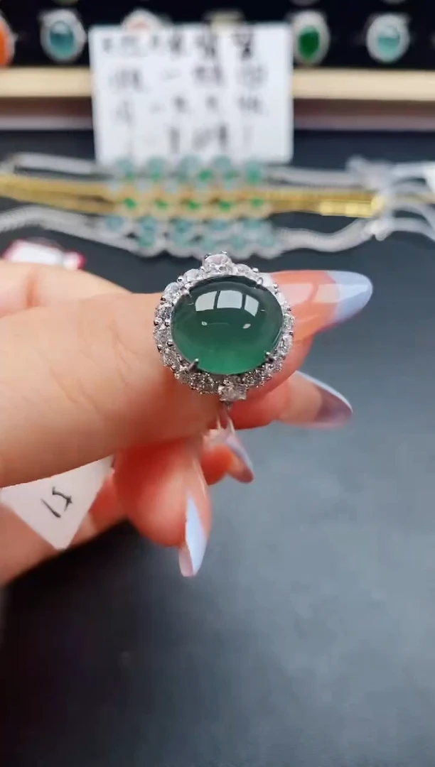 翡翠戒指银S925镶嵌312321