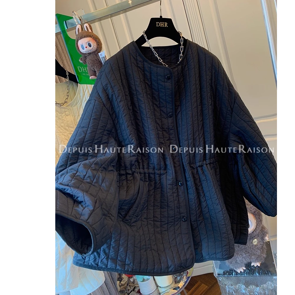 特大码300斤高级感气质圆领夹棉服男女秋冬宽松休闲大版棉衣外套2