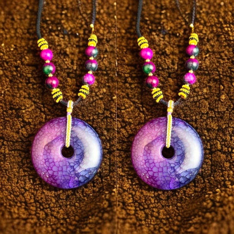 龙灵纹舒俱玛瑙平安扣项链赠礼盒(多样性发货发一个) X458