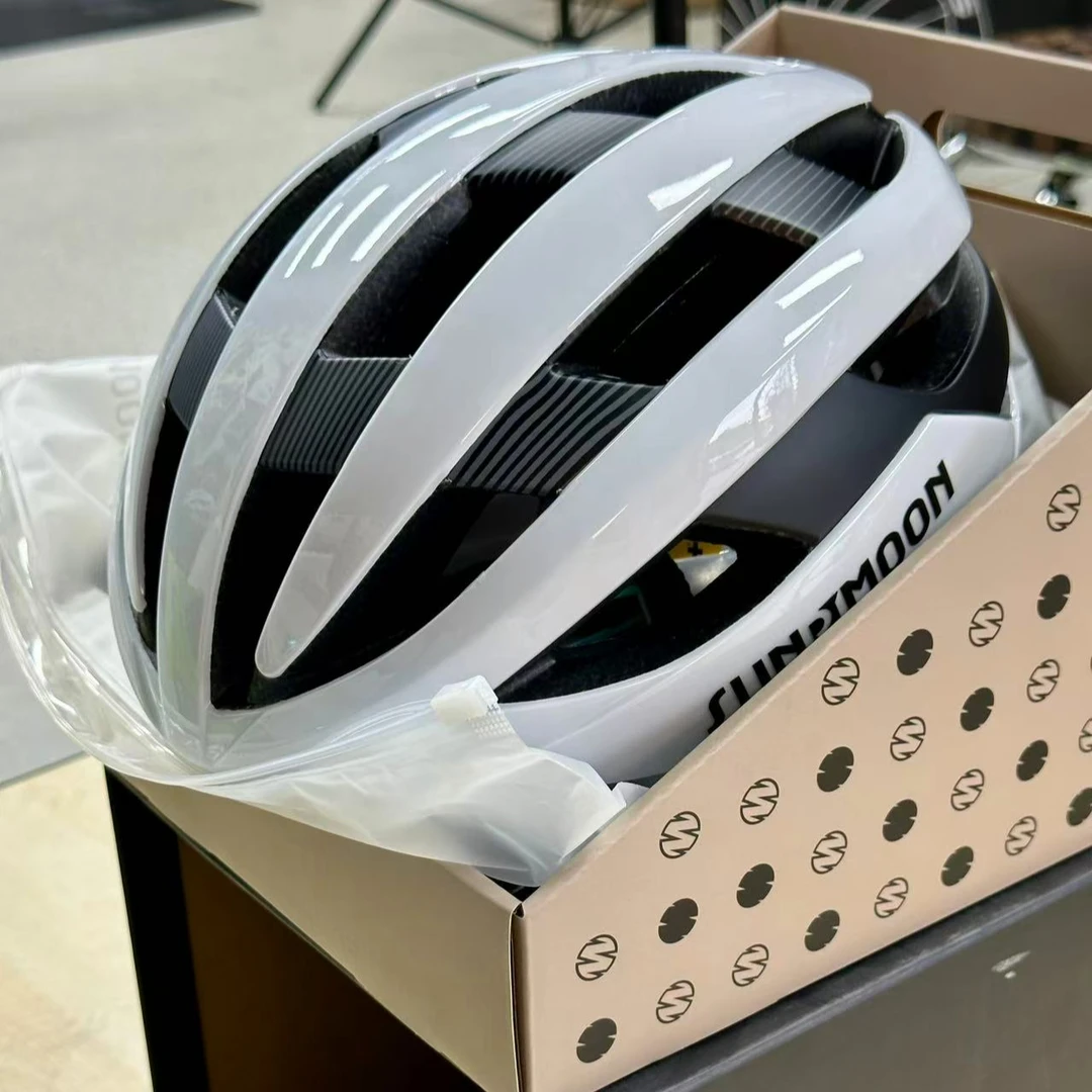 沙利叶雪晶白头盔公路骑行可调