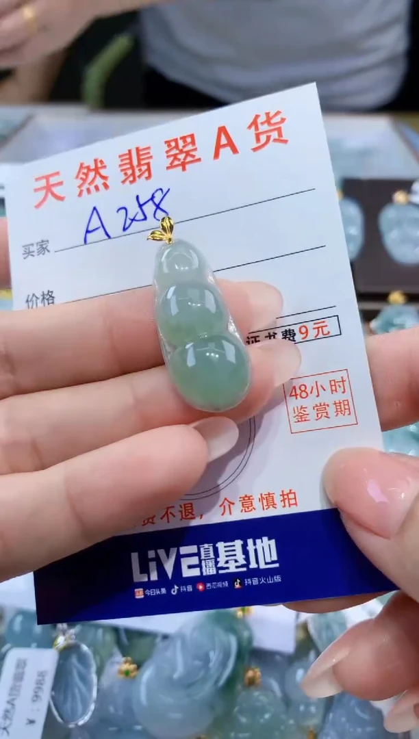颈饰18K金镶嵌翡翠天然翡翠A货挂件