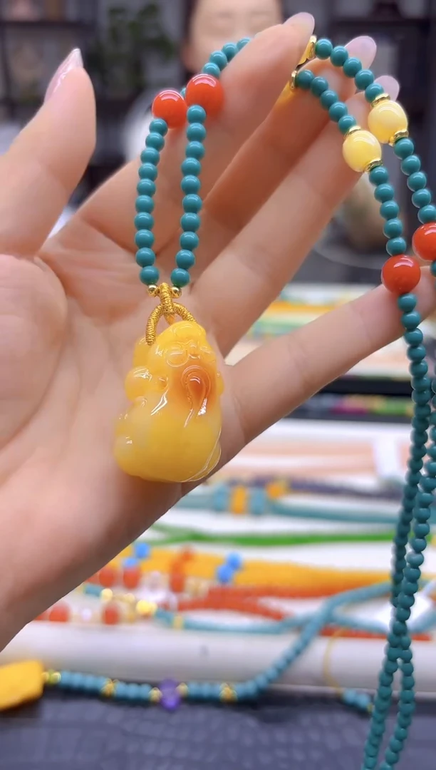 蜜蜡毛衣链未镶嵌DIY款M821