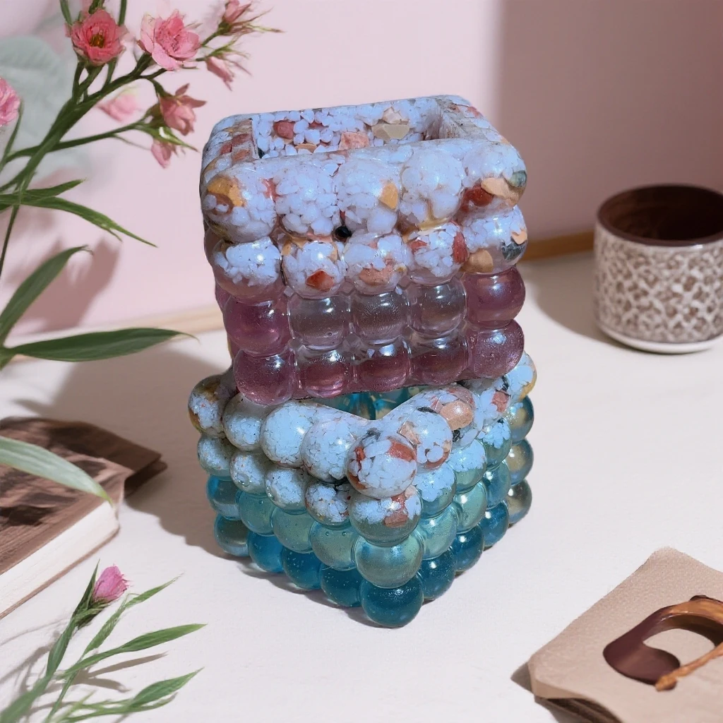 手工树脂花器海洋泡泡盆创意简约风花盆收纳盒