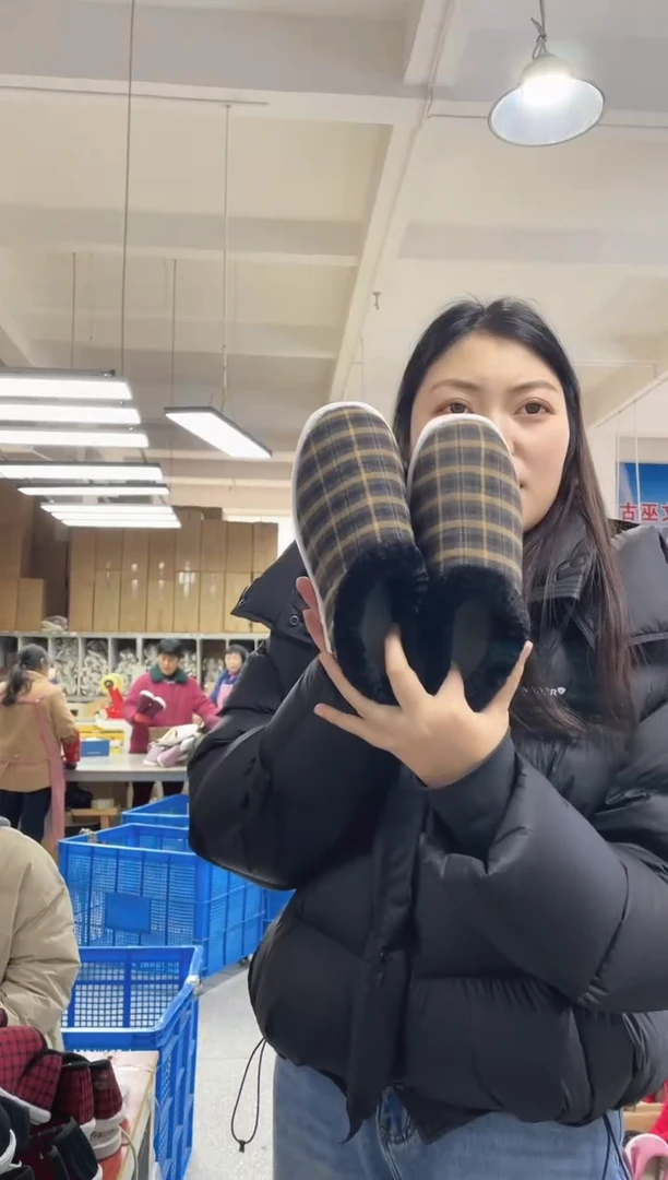 5-2咖啡格毛圈棉鞋39码