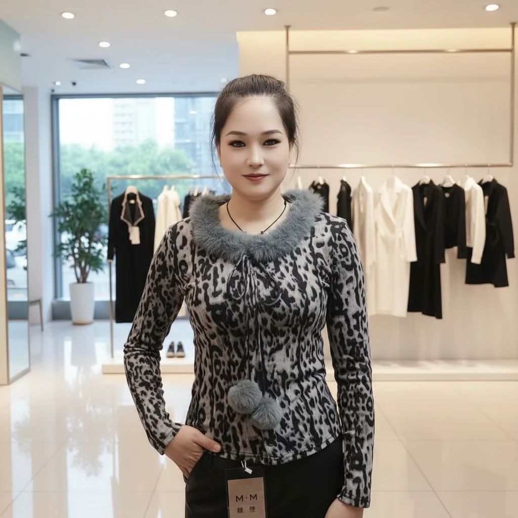 v领毛毛球系绳装饰打底长袖秋冬