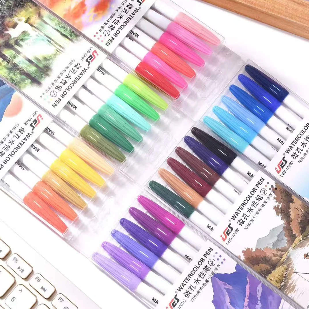 微孔水彩笔36色手账绘画纤维笔复古彩色勾线ins风