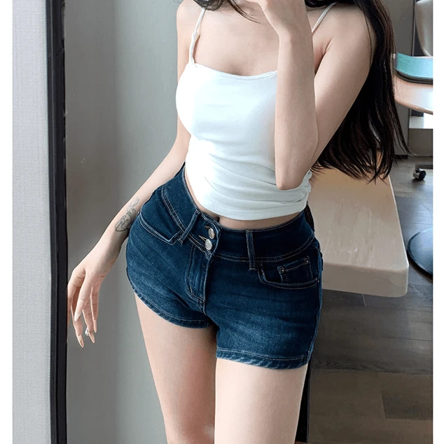 休闲风牛仔短裤女辣妹风低腰2025夏季紧身纯欲风弹力百搭短款热裤