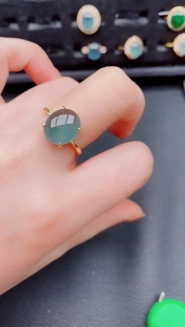 【闪购商品】翡翠戒指银S925镶嵌天然a货翡翠881