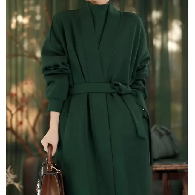 2025新款原创设计空气层宽松长款休闲韩版落肩袖百搭外套百搭