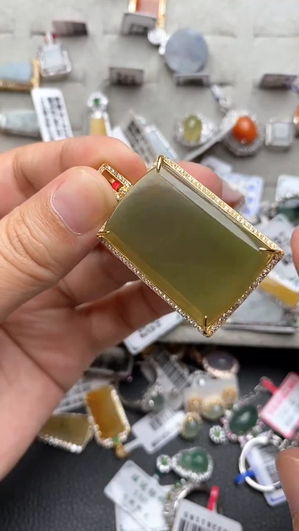 银S925镶嵌戒指翡翠1