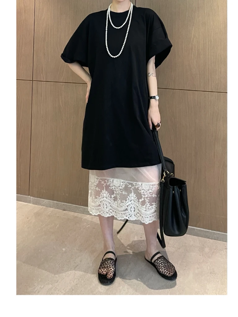 LIUJIUJIU 2025夏季百搭宽松套装 /短袖上衣+纱裙两件套TZ6237N