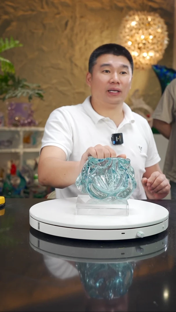 手工艺品琉璃?福利浅蓝花瓶