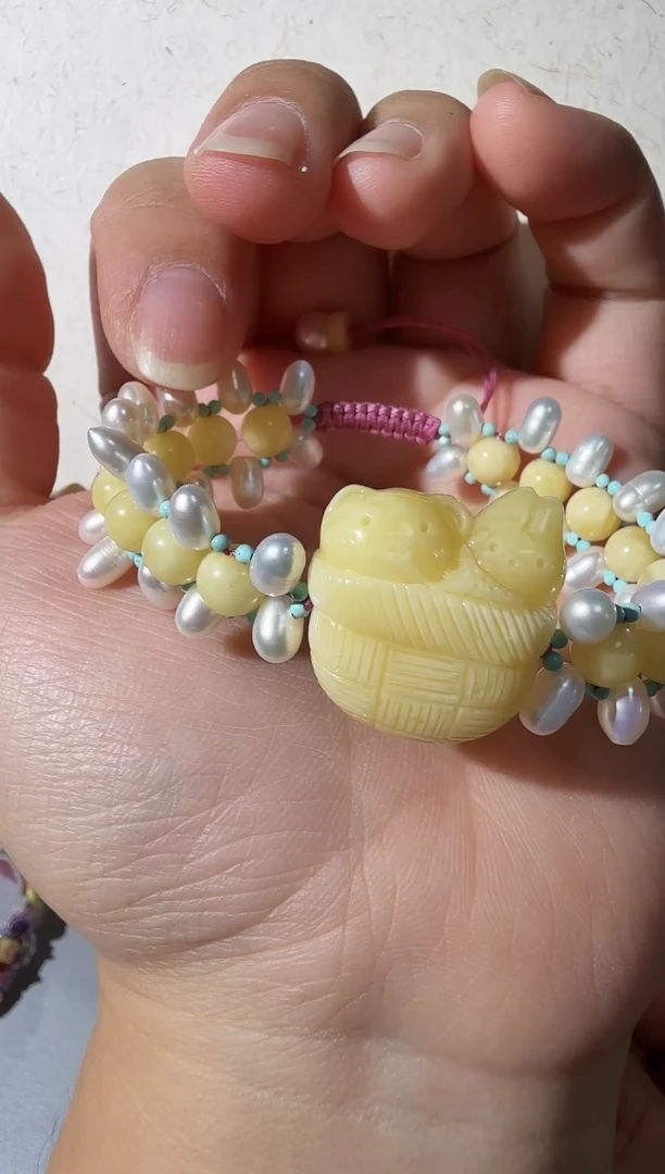 手链蜜蜡未镶嵌蜜蜡珍珠手链