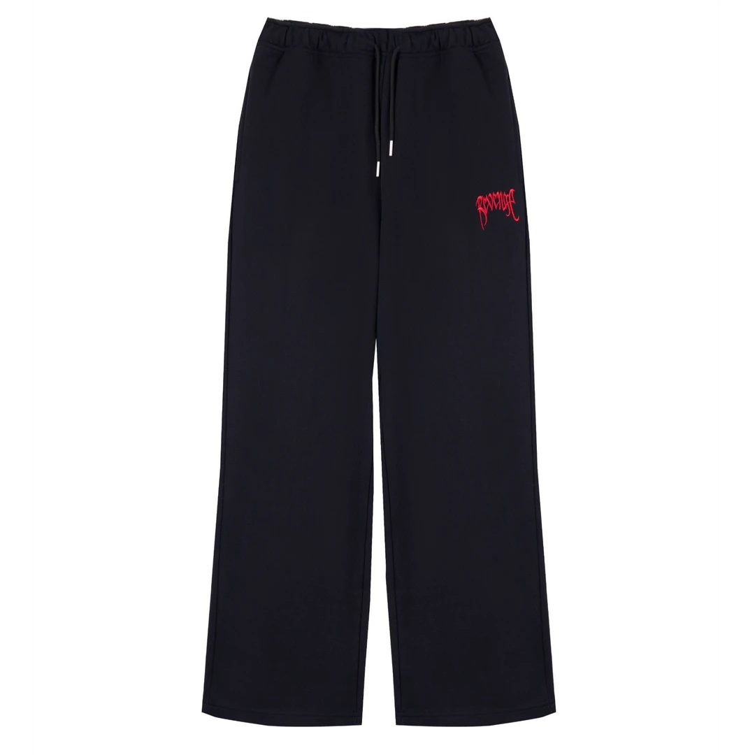 REVENGE BASIC EMBROIDERED PANTS BLACK 绑带长卫裤黑色