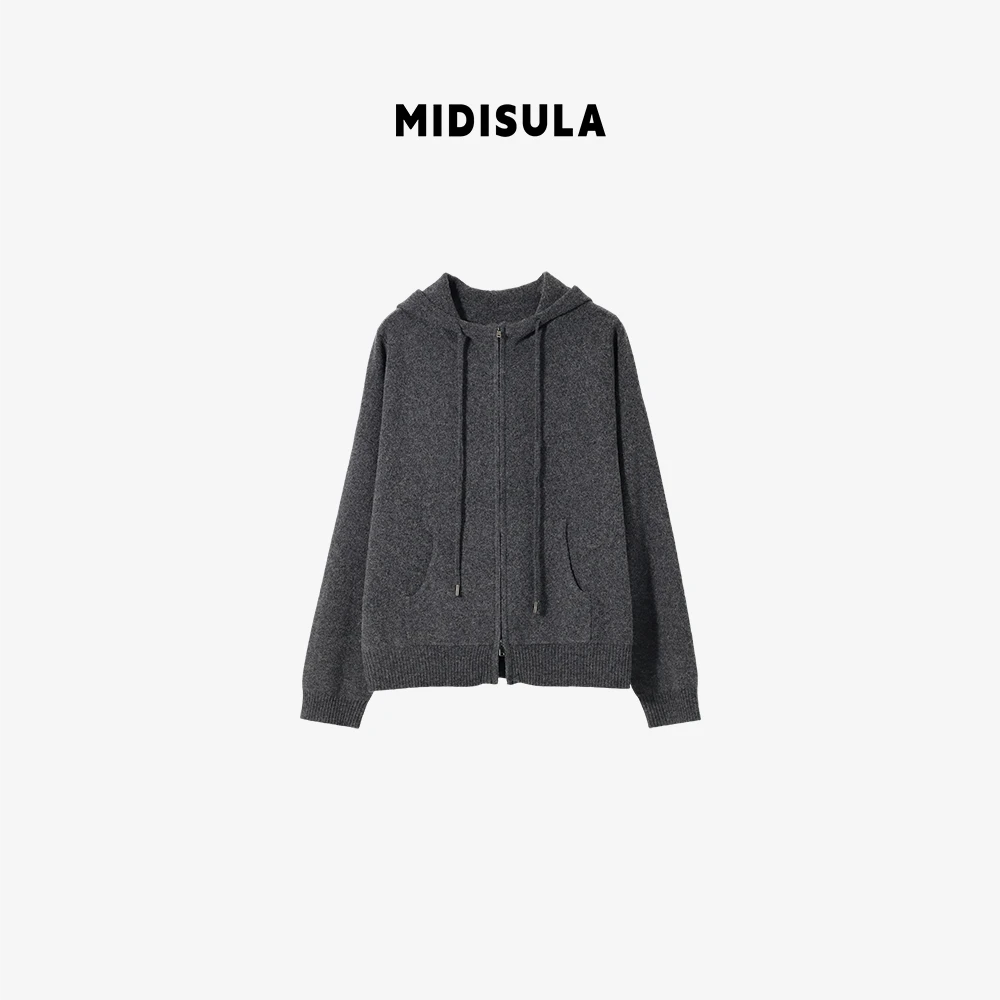 MDSL·新款连帽刺绣宽松百搭休闲拉链羊毛开衫02183