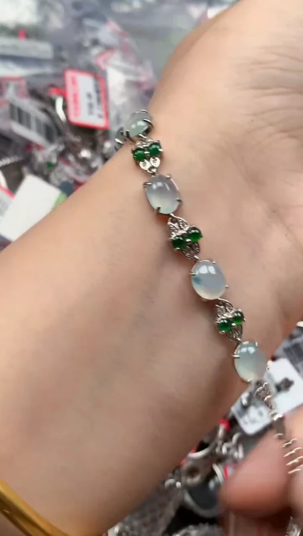 银S925镶嵌戒指翡翠天然A货缅甸翡翠