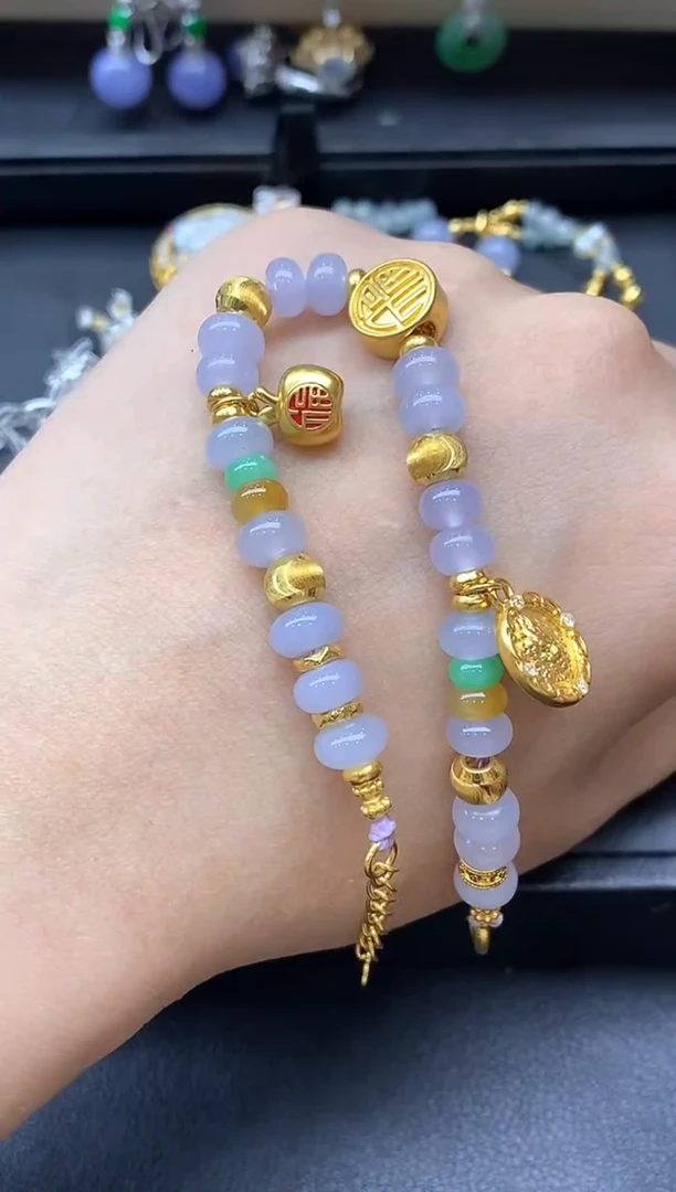 足金镶嵌手链翡翠598-中国好珍宝