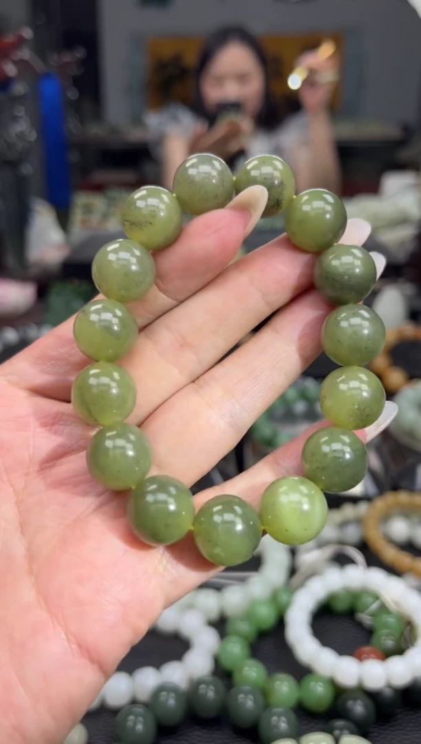 手串未镶嵌和田玉新疆点墨青花卡14