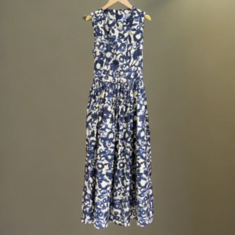 【李美丽专属】 XF2543吊带收腰V领拼接立体伞摆连衣裙印花HES