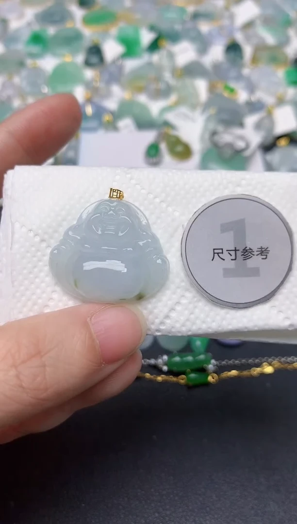 颈饰18K金镶嵌翡翠天然缅甸A货翡翠