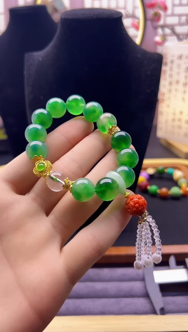 【闪购商品】翡翠手链14K金镶嵌S298