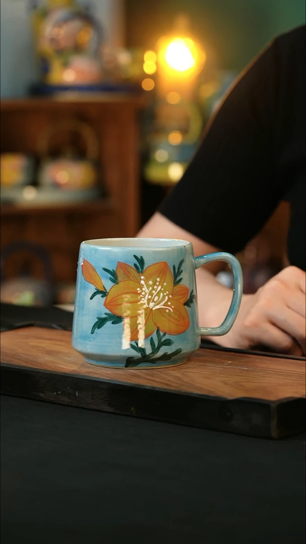 杯手绘心瓷陶瓷浮力