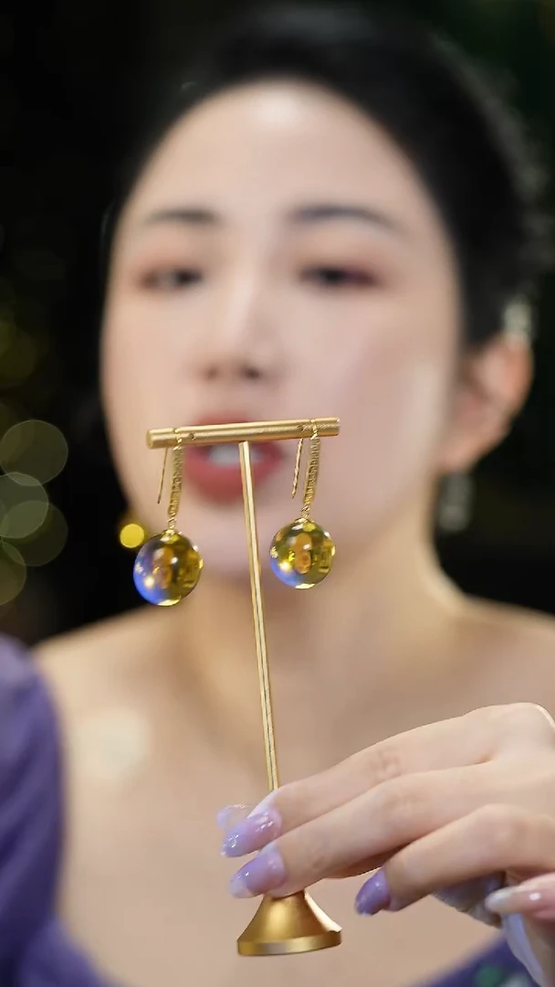 蓝珀银S925镶嵌耳环19+蓝珀耳环