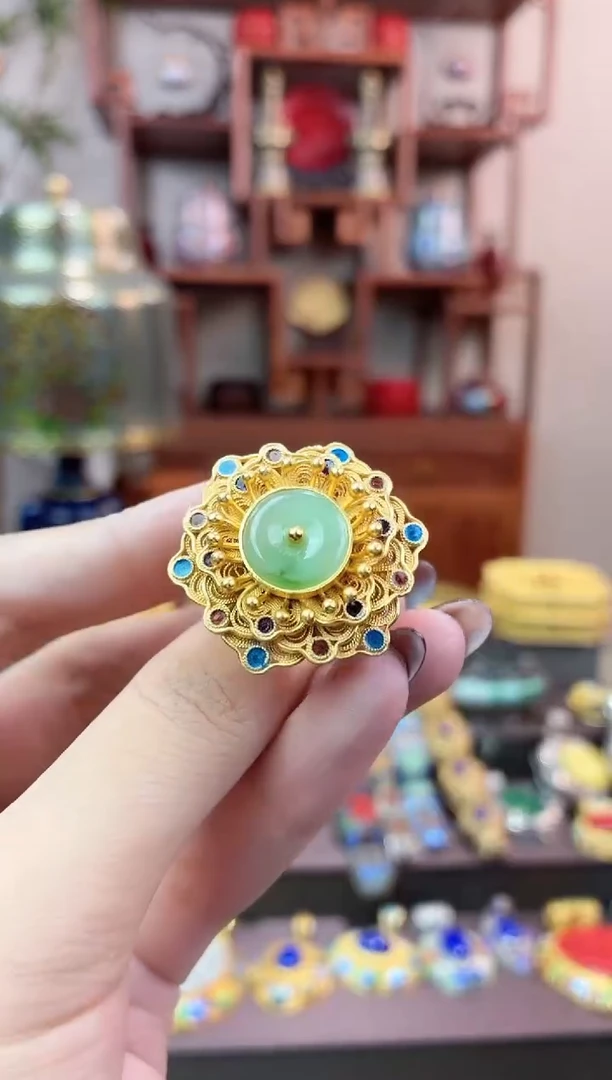 非遗手工花丝镶嵌吊坠