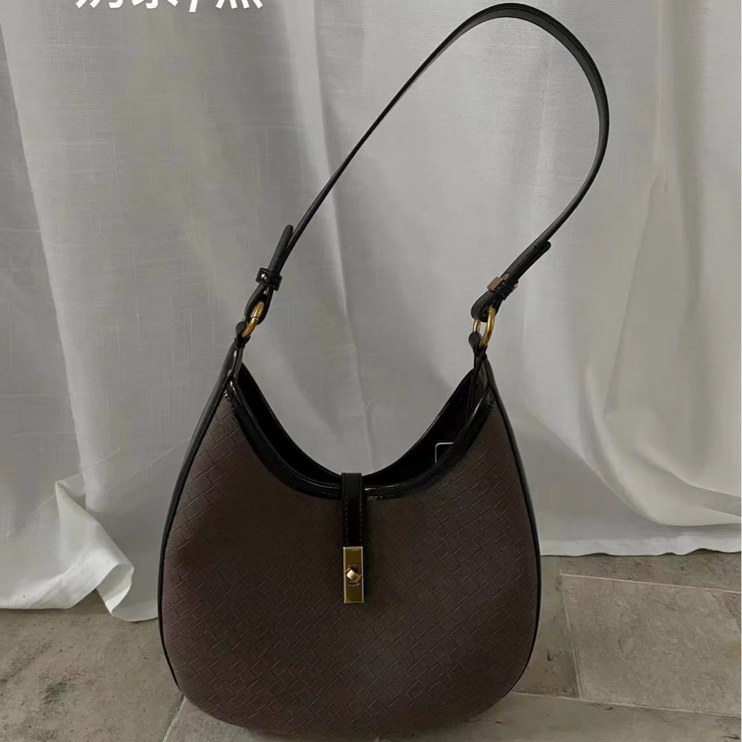 【英柏甄选】SK-82568-奶茶/黑 然与纯小众设计感时尚单肩百搭女包