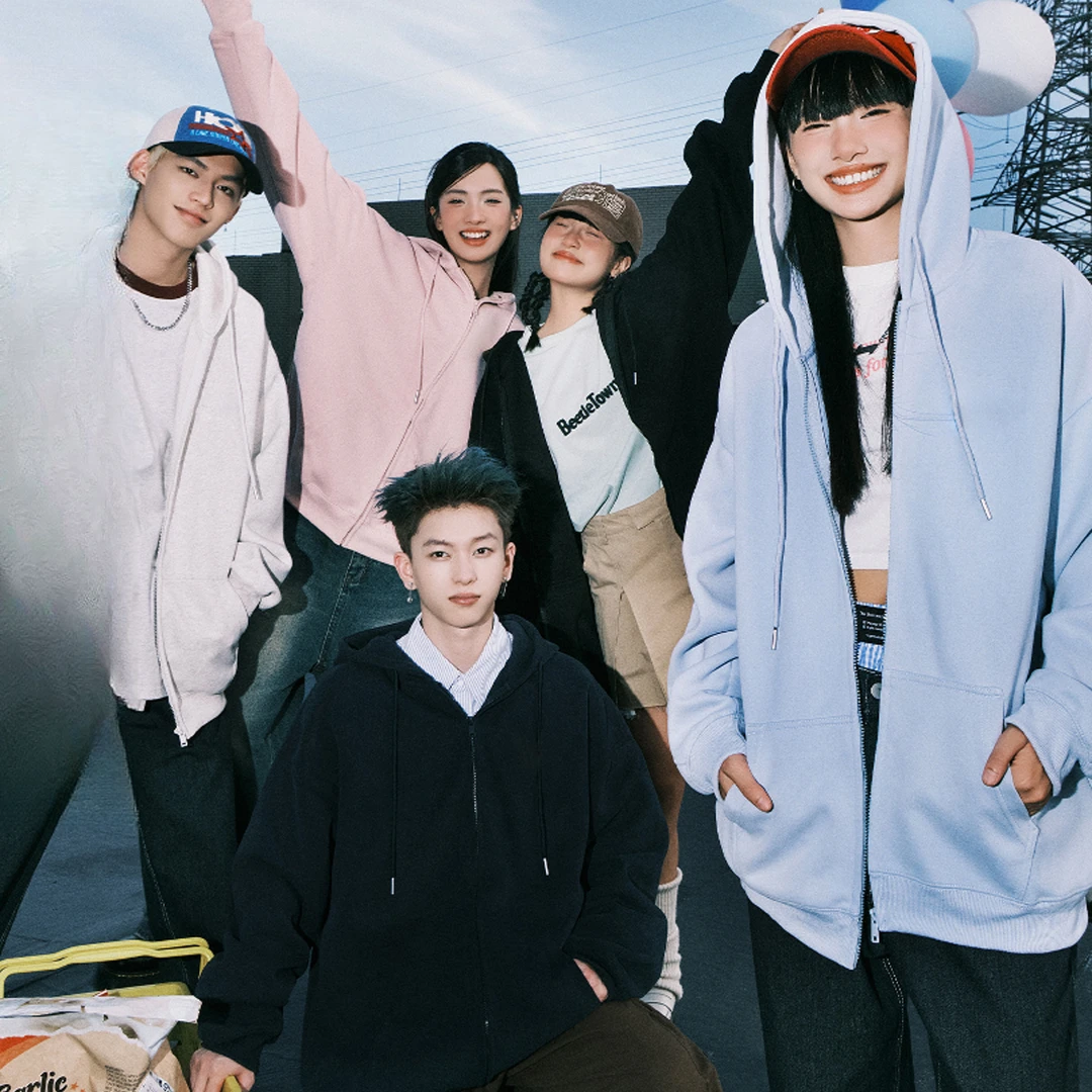 【高智感】美式复古420g重磅纯色连帽卫衣开衫情侣春秋