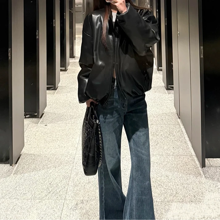 宝丫轻奢  女式时髦个性百搭修身显瘦喇叭牛仔裤K3401