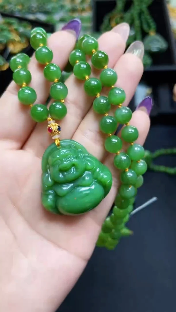 【闪购商品】和田玉套链18K金镶嵌35MM 多样性发一