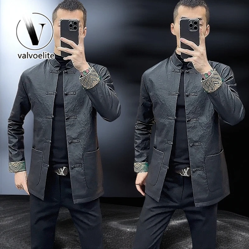 VALVOELITE秋季百搭新品时尚高级感外套盘扣唐装休闲帅气潮流男装