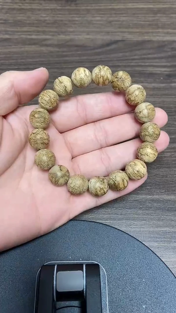 沉香手串布*哥TC08004沉香天然野文莱花珠蛇皮纹单圈