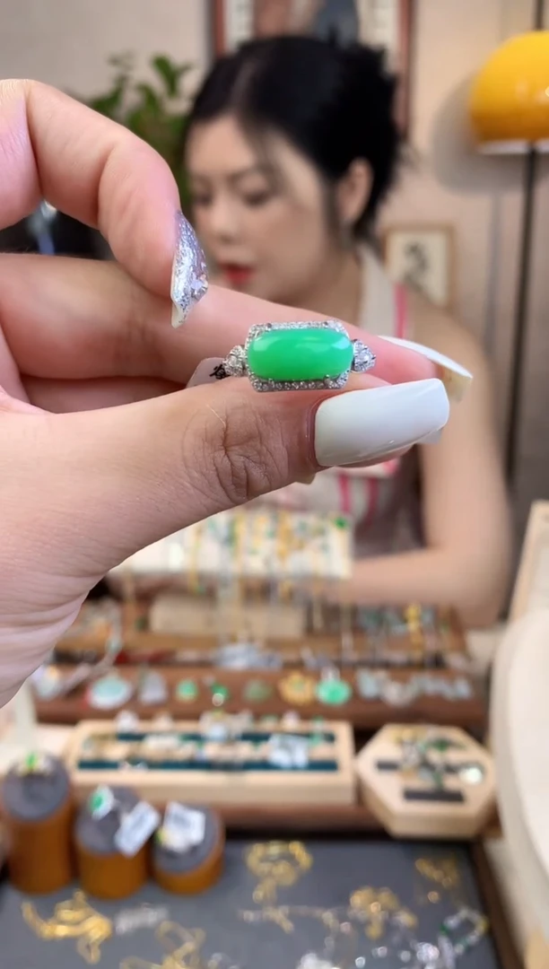 翡翠银S925镶嵌吊坠(不含链)戒指