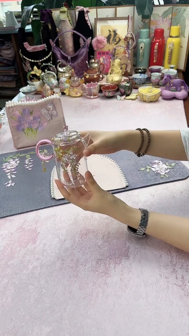 50 掐丝紫藤花玻璃壶