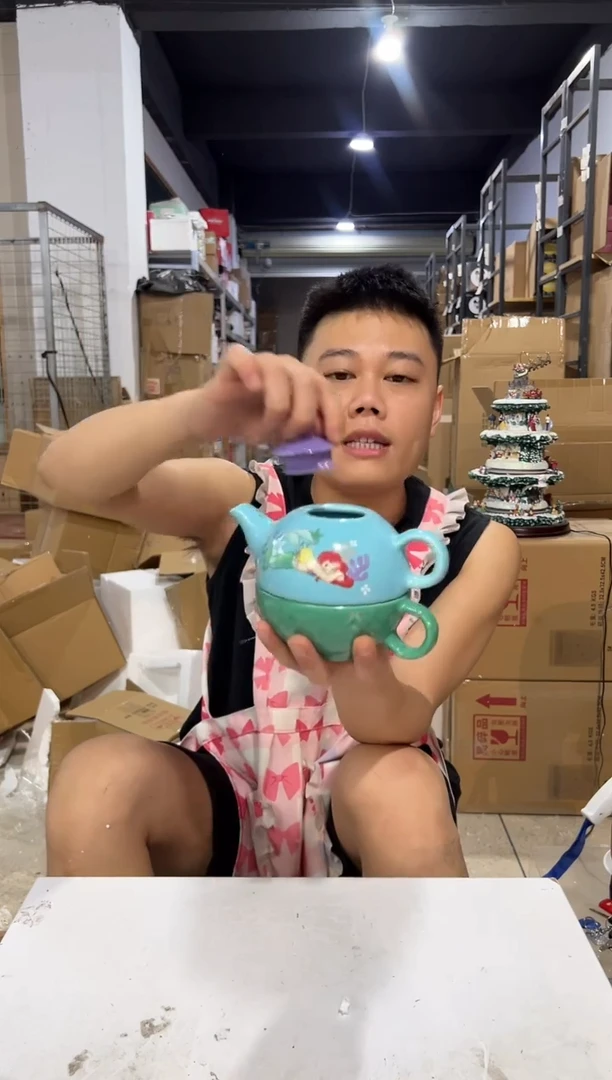 瓷片陶瓷美人鱼子母壶